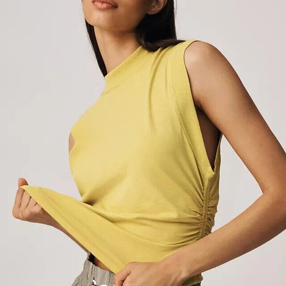 Daily Practice by Anthropologie Ruched Mock-Neck Tank Blouse Top XS NWT 259031
